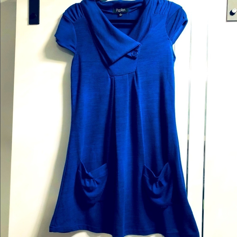 Papillon Size Small Royal Blue Knit Sleeveless Dress